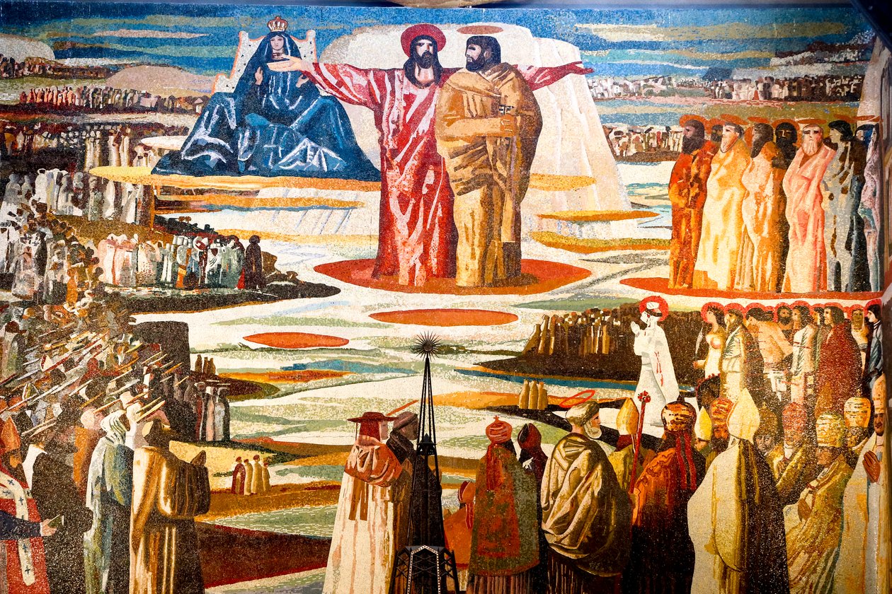 Fresko i bebudelsen romersk-katolske basilika, Nazareth, Galilæa, Israel. (Foto) af Unbekannt