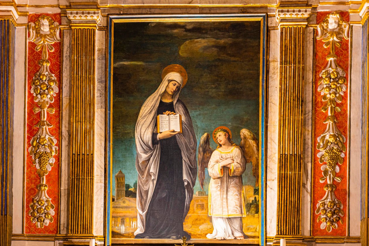 Fresker med bibelske motiver, Monte Oliveto Maggiore Abbey, nær Buonconvento, Toscana, Italien, Europa af Unbekannter Künstler