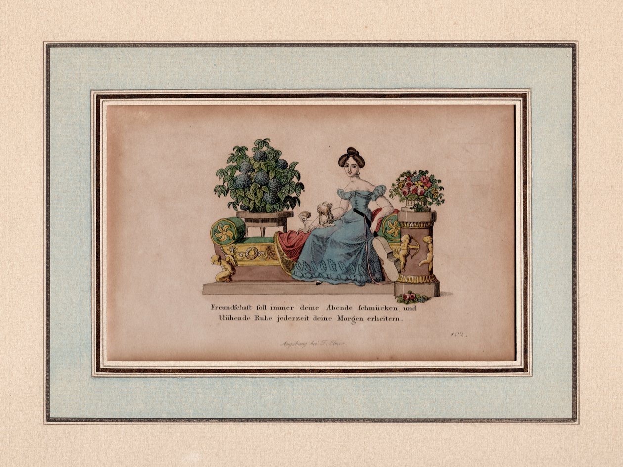 Venskab skal altid pryde dine aftener, Augsburg, ca. 1830 (gravering) af Unbekannter Künstler