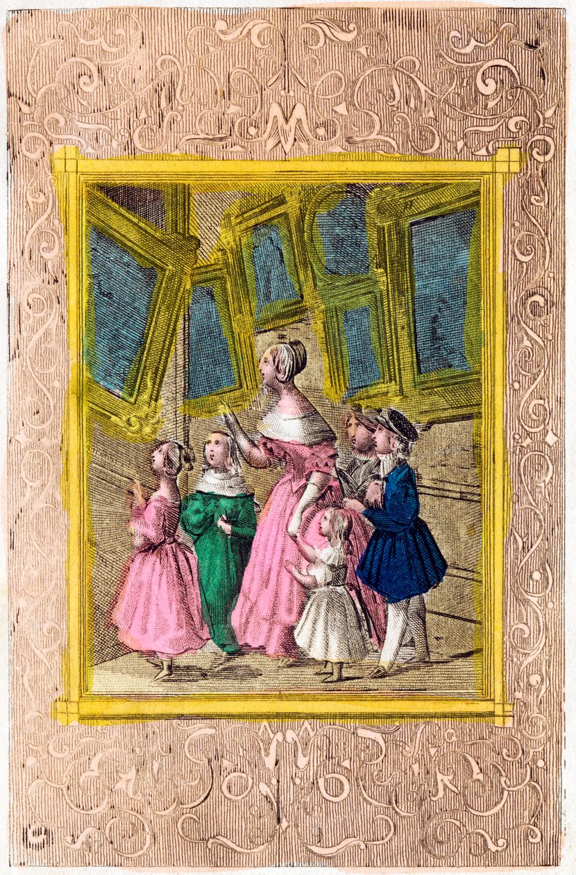 Frontispice af "Abecedary of the museum of small children or valg af emner, der repræsenterer kvaliteter at efterligne og fejl, der skal undgås".1830 (print) af Unbekannt