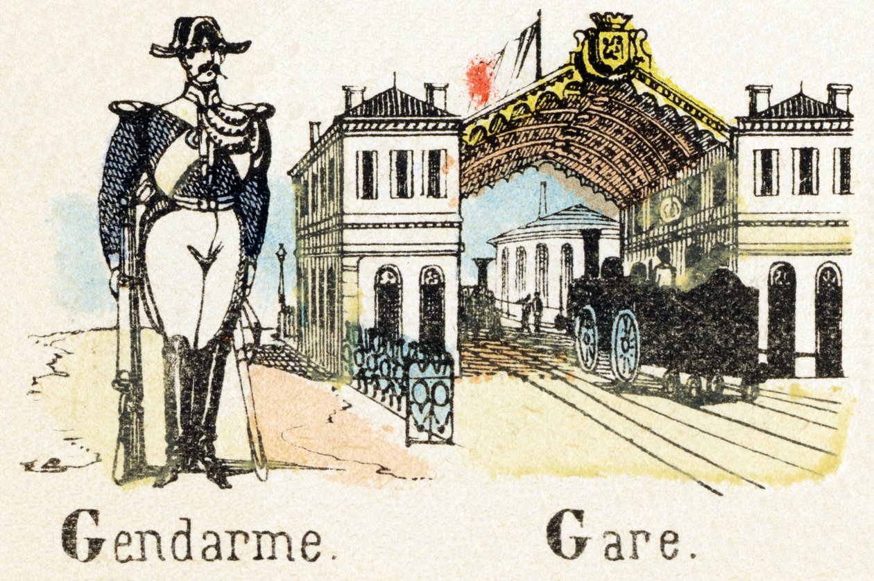 G - Gendarme Gare - Alfabet - børneunderholdning - Billedepinal, populær serie c.1890 (illustration) af Unbekannt