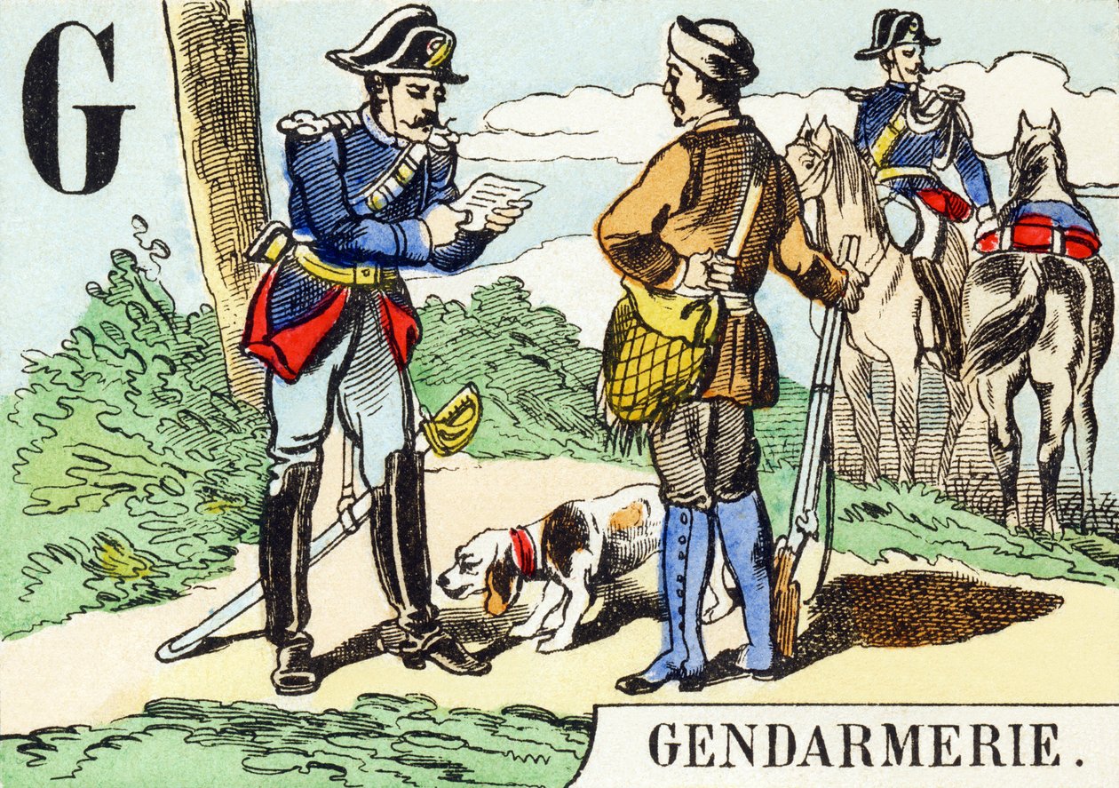 G : Gendarmeri - Jagtalfabetet, ca. 1890 (gravering) af Unbekannt