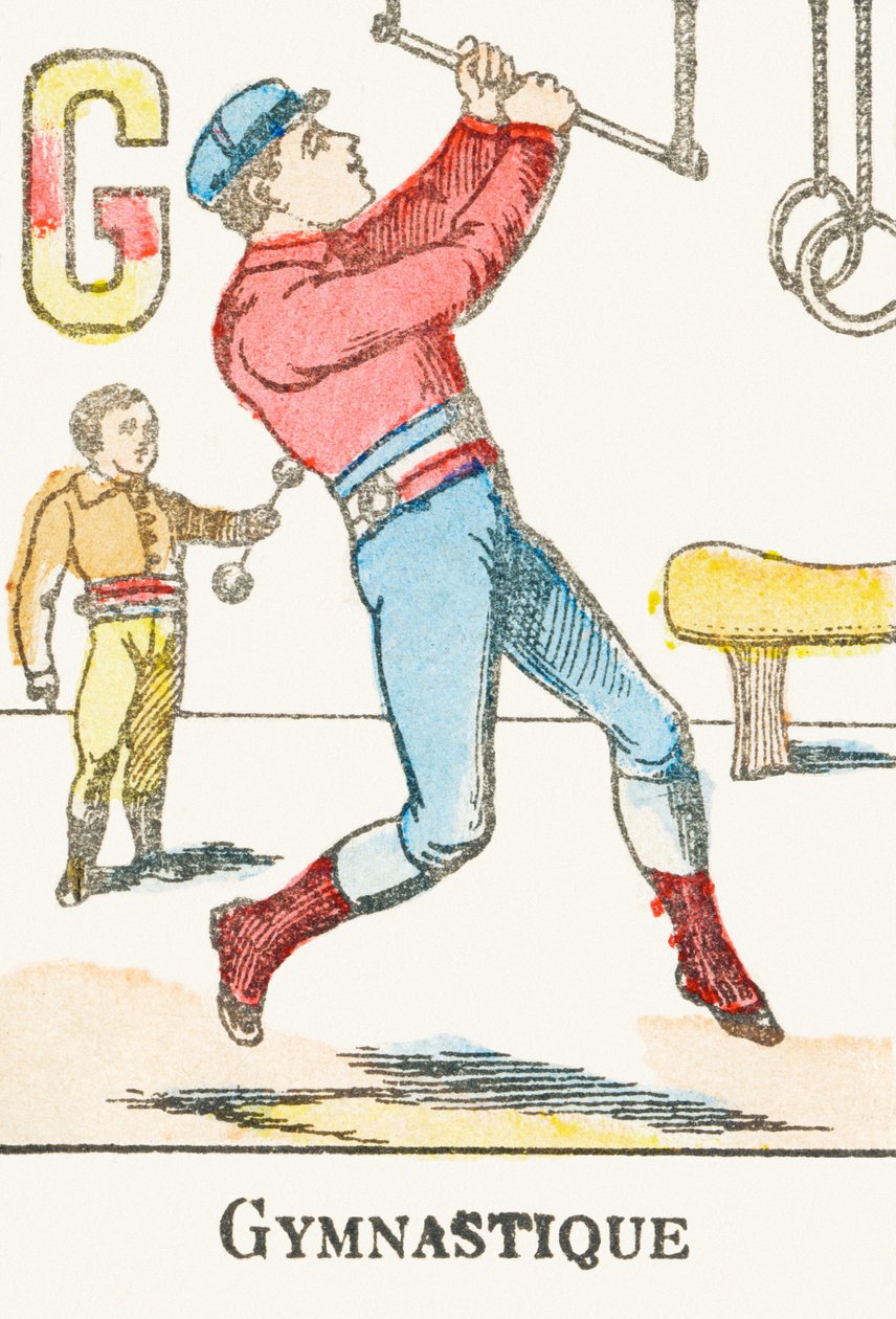 G: Gymnastik - Indgravering fra "Alphabet des jeux", omkring 1890 af Unbekannt