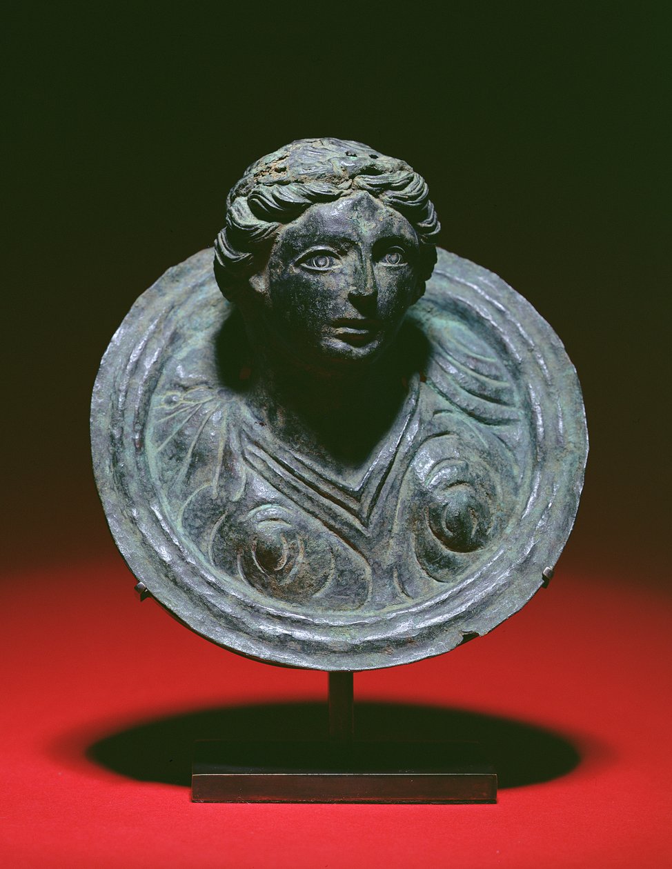 Gallo-romersk repouse applique rundel med buste af en kvinde, 2.-3. århundrede e.Kr. (bronze) af Unbekannt