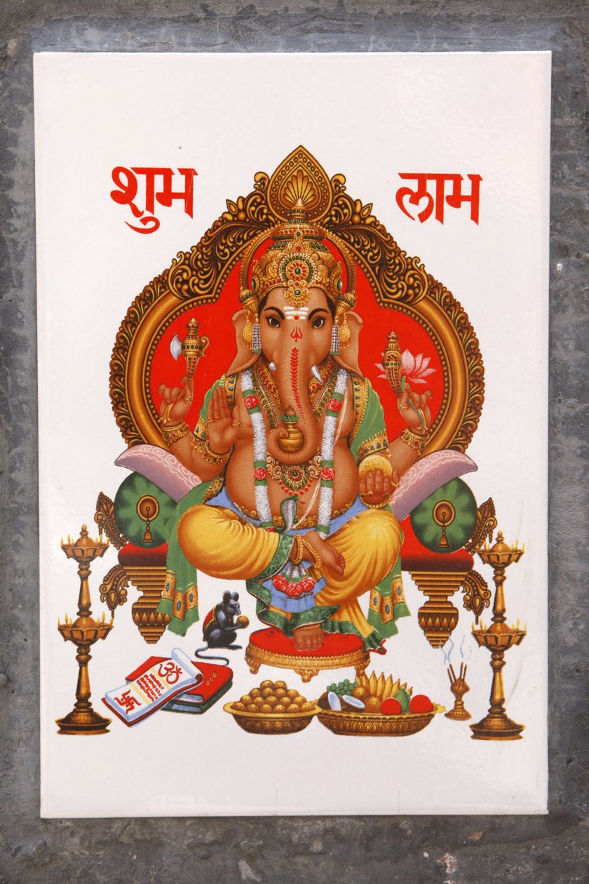 Ganesh-billede på en keramisk flise, Rishikesh, Indien af Unbekannt
