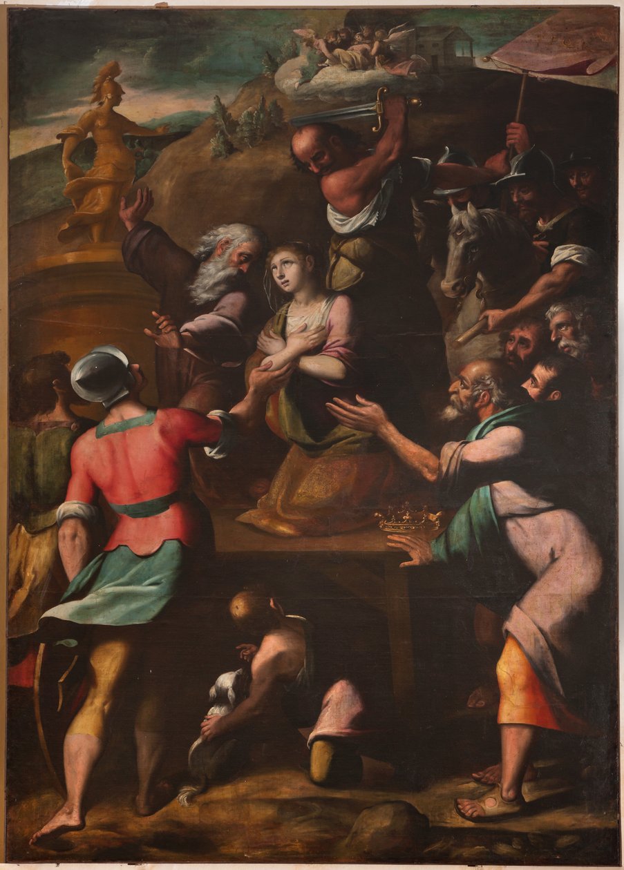 Genova, Duomo (St. Lawrence Cathedral), indvendigt, Baptistery (tidligere St John the Old Church): "Martyrdom of St Catherine", af Cesare og Alessandro Semino af Unbekannter Künstler