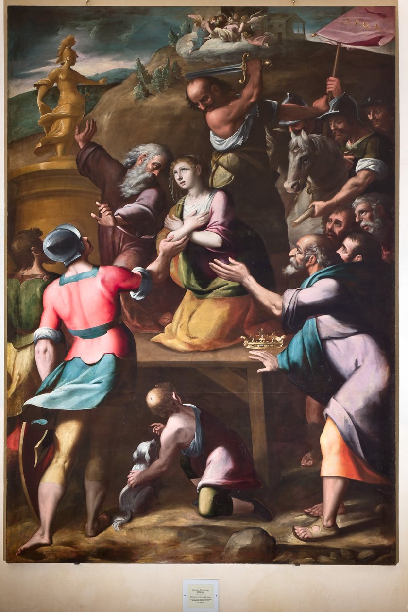 Genova, Duomo (St. Lawrence Cathedral), indvendigt, Baptistery (tidligere St John the Old Church): "Martyrdom of St Catherine", af Cesare og Alessandro Semino af Unbekannter Künstler