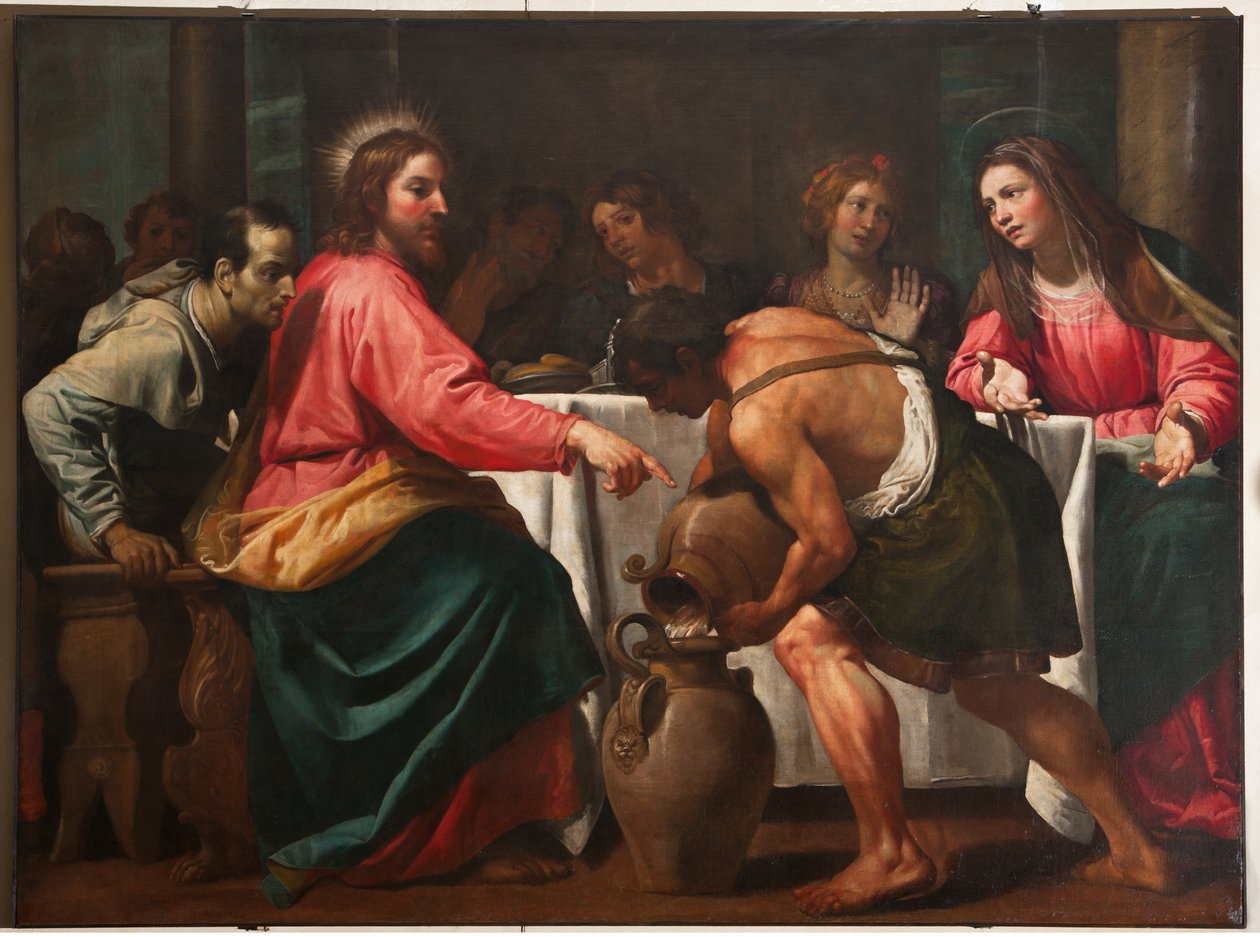 Genova, Duomo (St. Lawrence Cathedral), indvendigt, dåbskapellet (tidligere Johannes den Gamles Kirke): "Bryllup i Cana", af Domenico Fiasella af Unbekannter Künstler