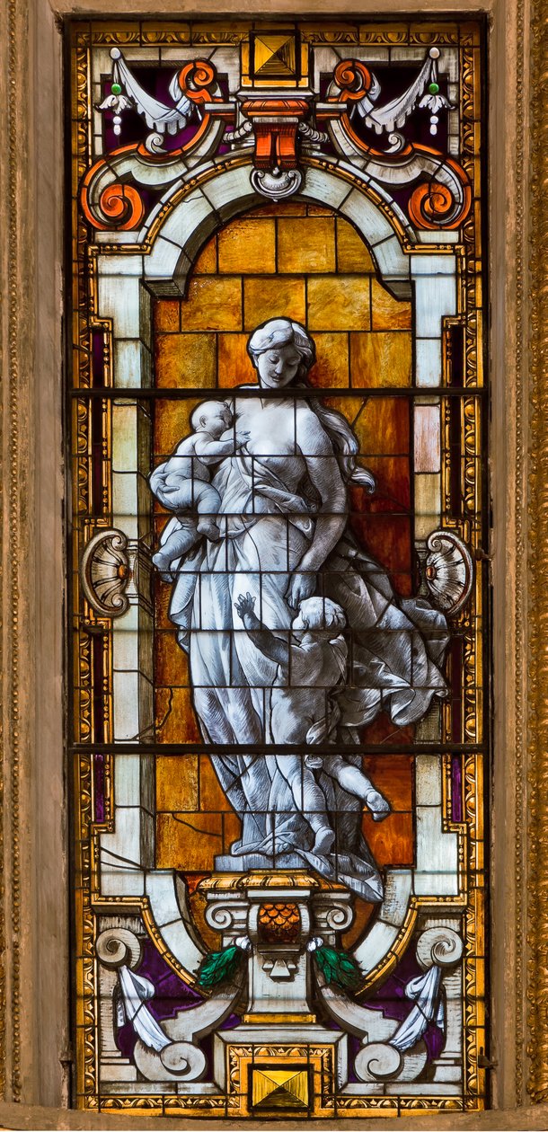 Genova, Duomo (St. Lawrence Cathedral), indeni, Lercari-kapellet eller Det Hellige Sakraments kapel (nordlige apsis): "farvet glasvindue" af Unbekannter Künstler