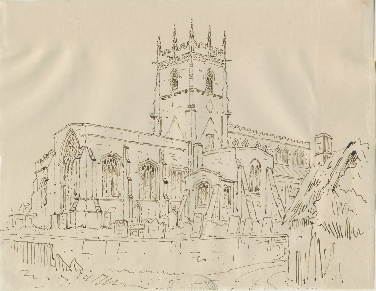 Gnosall Church: pen- og blæktegning, nd [1830