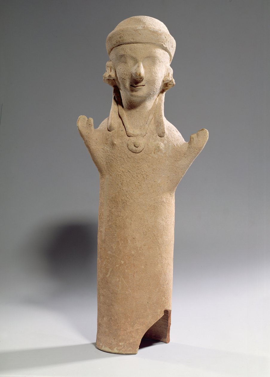 Gudinde eller tilbeder med løftede arme, figur, ca. 550 f.Kr. (terracotta) af Unbekannt