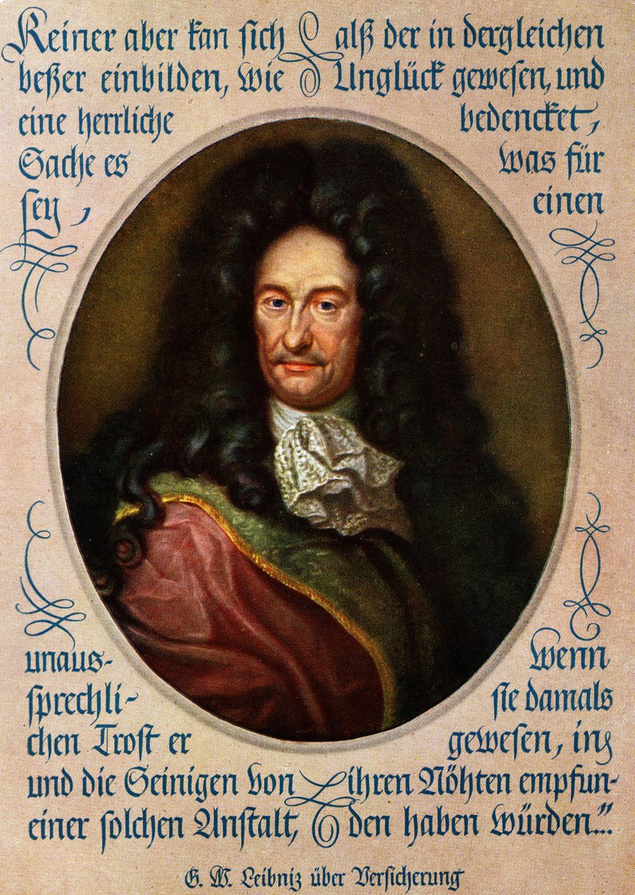 Gottfried Wilhelm Leibniz portræt tysk filosof (tryk) af Unbekannter Künstler