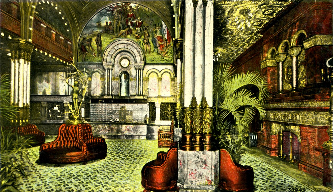 Grand Foyer, Hotel Netherland, New York City, USA af Unbekannter Künstler