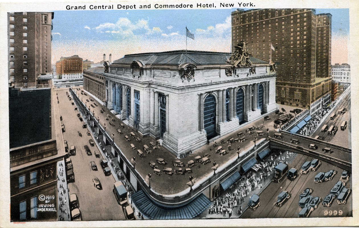 Grand Central Depot og Commodore Hotel, New York af Unbekannter Künstler
