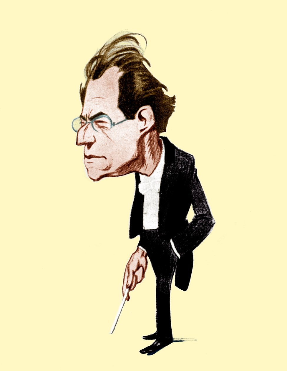 Gustav Mahler. Karikatur af Oscar Garvens østrigsk komponist, 7. juli 1860 - 18. maj 1911. Oscar Garvens 1874-1951 af Unbekannt