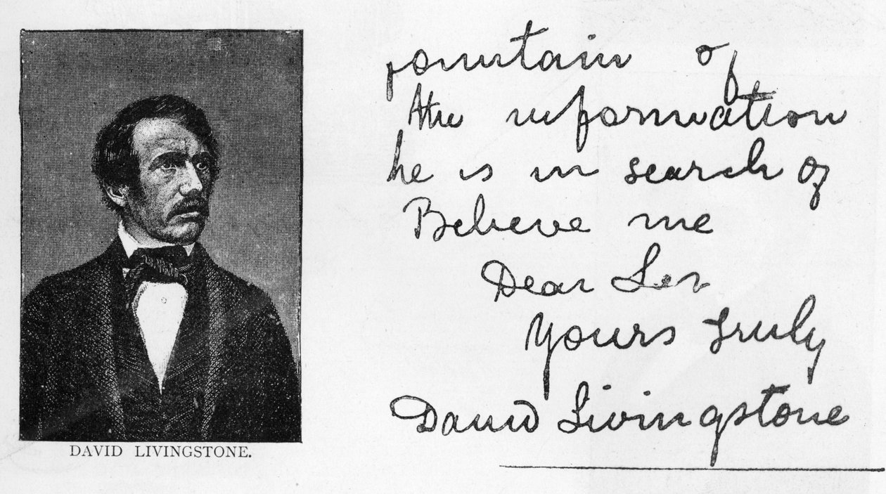 Håndskrift og signatur af David Livingstone (pen & blæk på papir) af Unbekannt