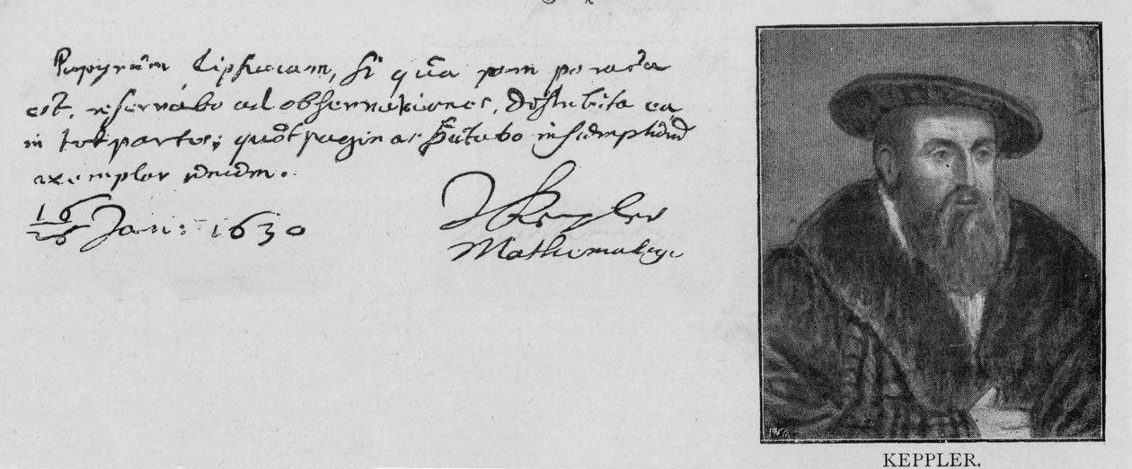 Johannes Keplers håndskrift og signatur (1571-1630) af Unbekannt