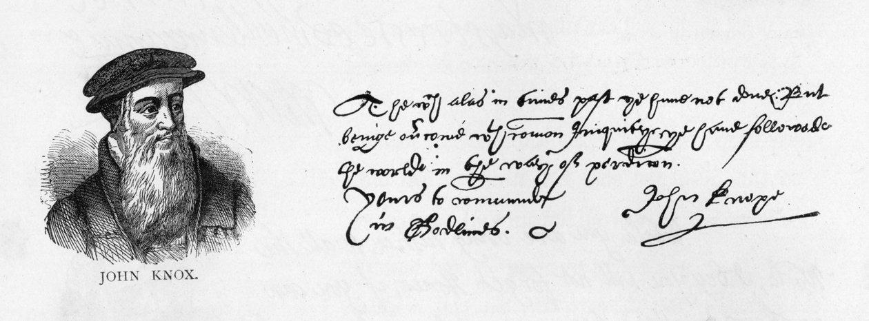 Håndskrift og underskrift af John Knox fra et brev skrevet fra Dieppe til William Cecil for at anmode om tilladelse til at besøge England af Unbekannt