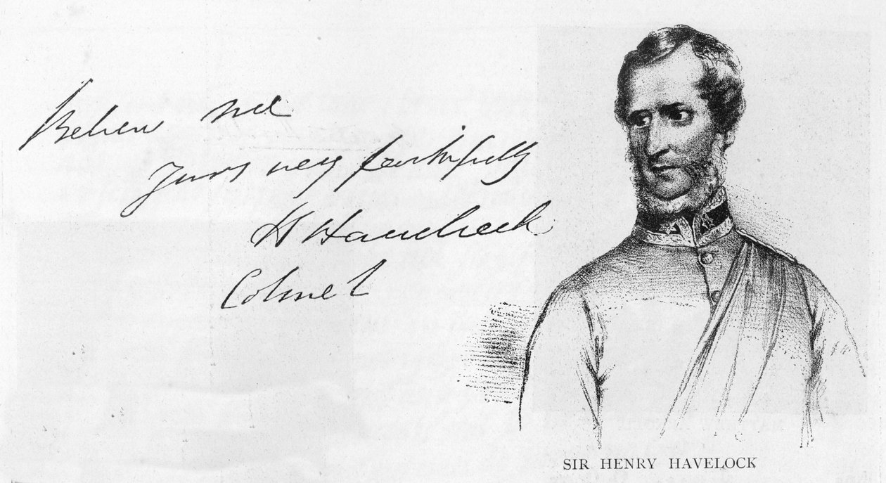 Håndskrift og underskrift af Sir Henry Havelock af Unbekannt