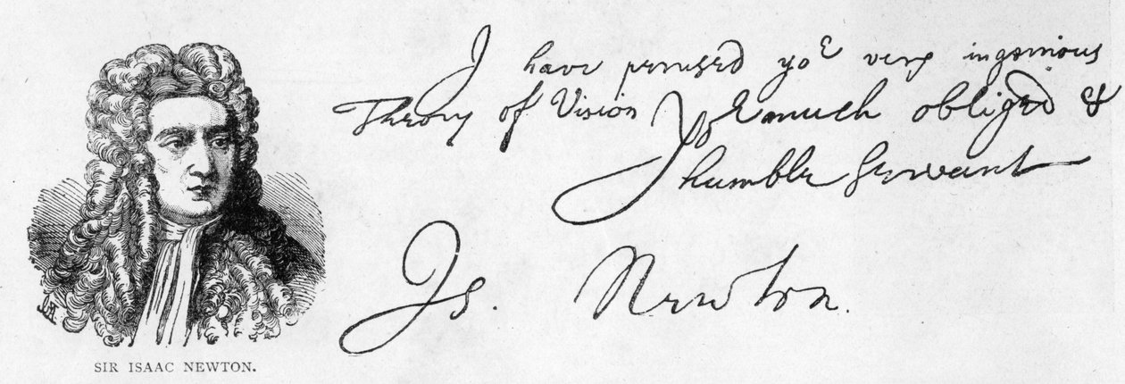 Håndskrift og underskrift af Sir Isaac Newton fra et brev til William Briggs, M.D., skrevet fra Trinity College, Cambridge, 20. juni af Unbekannt