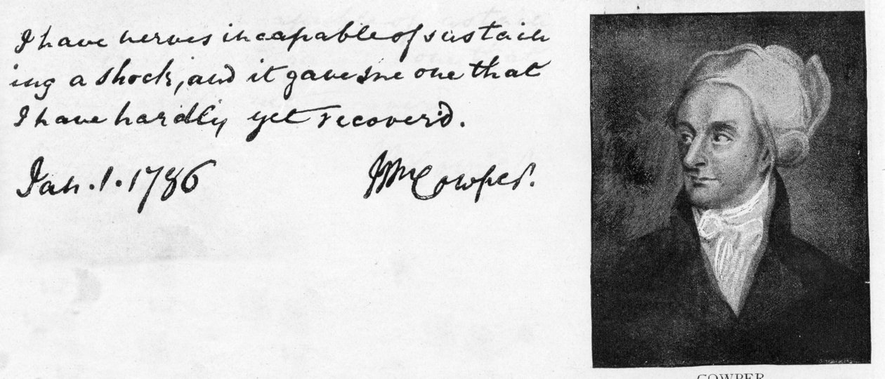 Håndskrift og signatur af William Cowper af Unbekannt