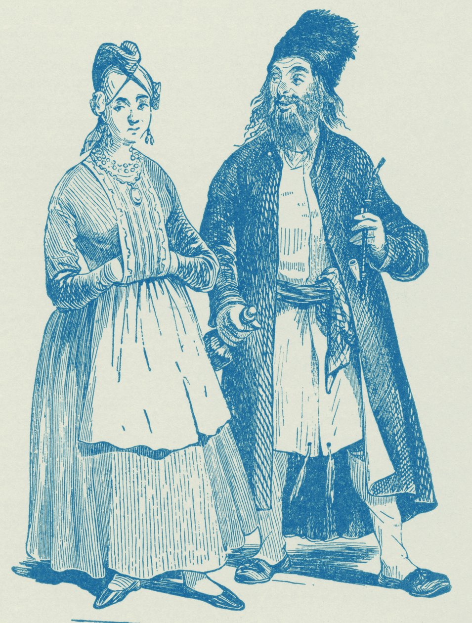 Hassid ja vaimo, 1800-luvun alku af Unbekannter Künstler