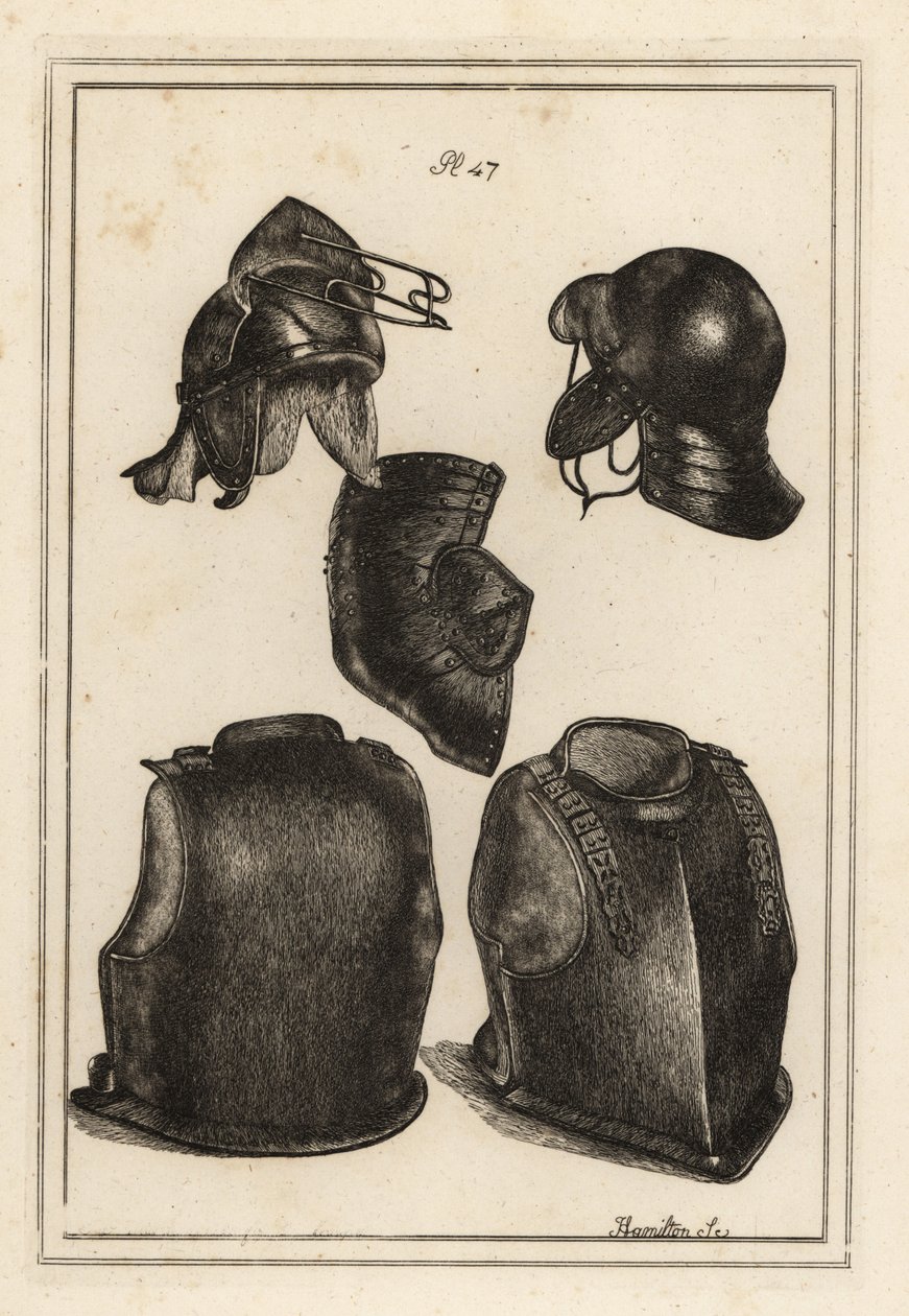 Hoved- eller hjelm, brystplade og rygstykke båret af Roundhead-general Robert Greville, Lord Brooke, da han blev dræbt i Lichfield af Unbekannt