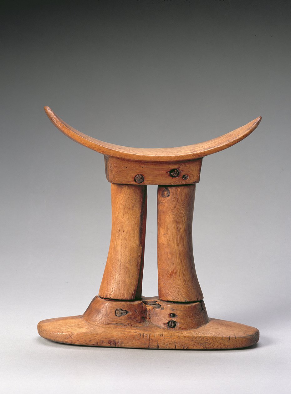 Hovedstøtte, egyptisk, Det Nye Rige, ca.1550-1069 f.Kr. (træ) af Unbekannt