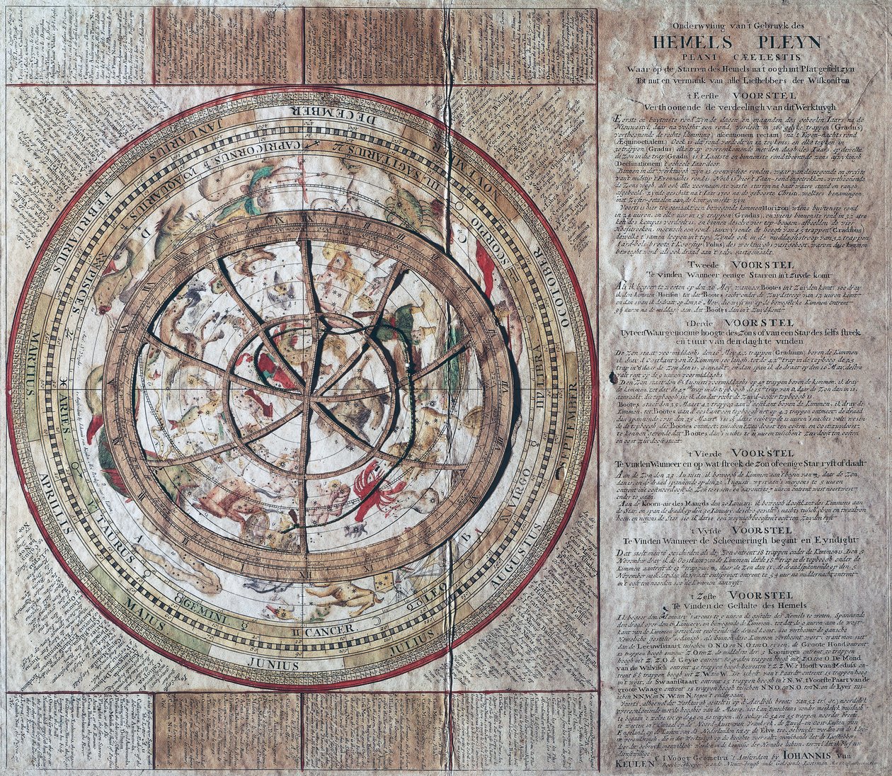 Hemels Pleyn Plani Caelestis, himmelkugle med astrolabium, omkring 1680, af Johannes van Keulen (1654-1715), kobberstik, udgivet i Amsterdam af William M. Timlin