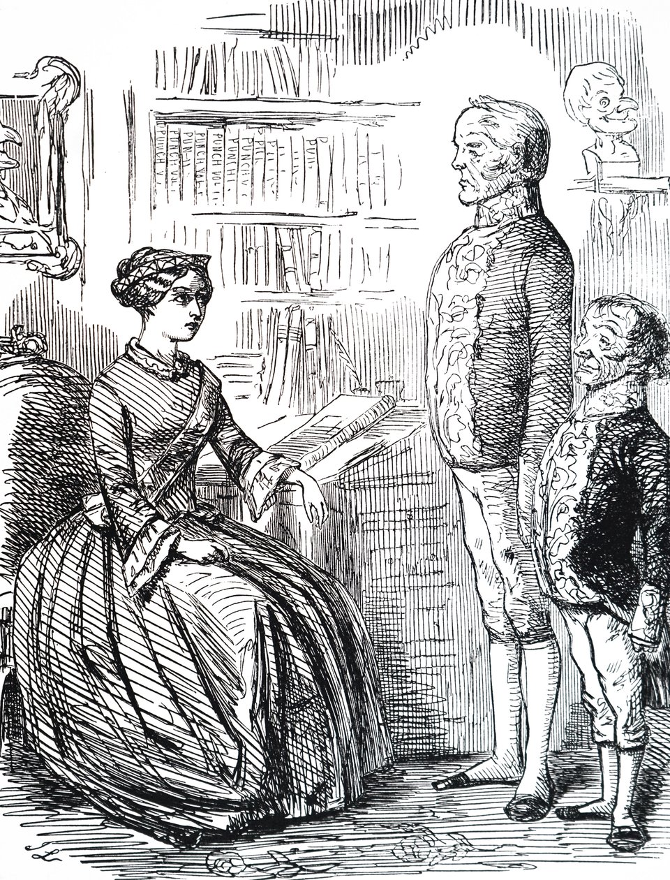 Henry John Temple, 3rd Viscount Palmerston, overrækker dronning Victoria sin afskedsbegæring. af Unbekannter Künstler