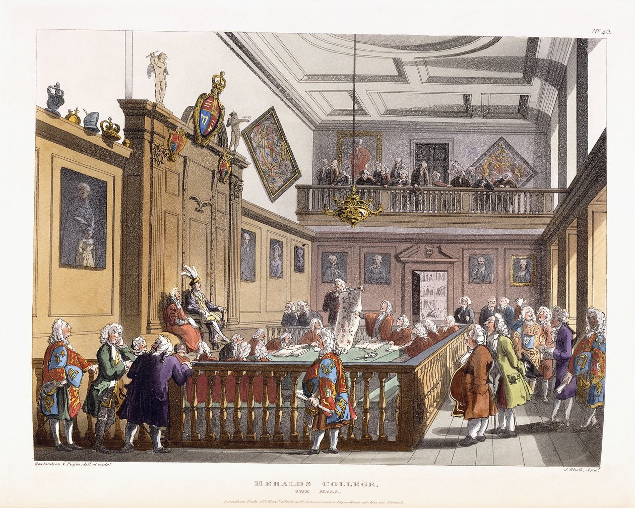 Heralds College: The Hall, fra "The Microcosm of London", 1808-1810 af Unbekannt