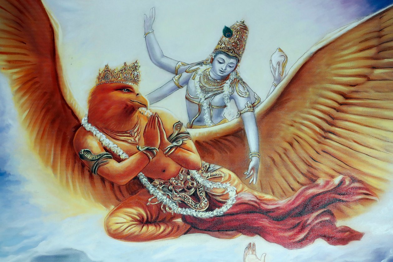 Hindu Temple og Srini Aa Batu Caves, Hindu God Vishnu, Kula Lumpur, Malaysia (Foto) af Unbekannt