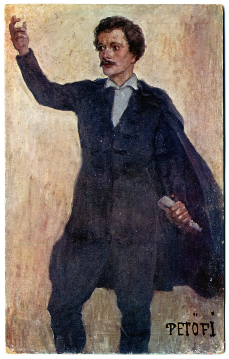 Historie. Ungarn. Digteren og revolutionæren Sandor Petofi. Postkort, Ungarn, ca. 1920 (postkort) af Unbekannter Künstler