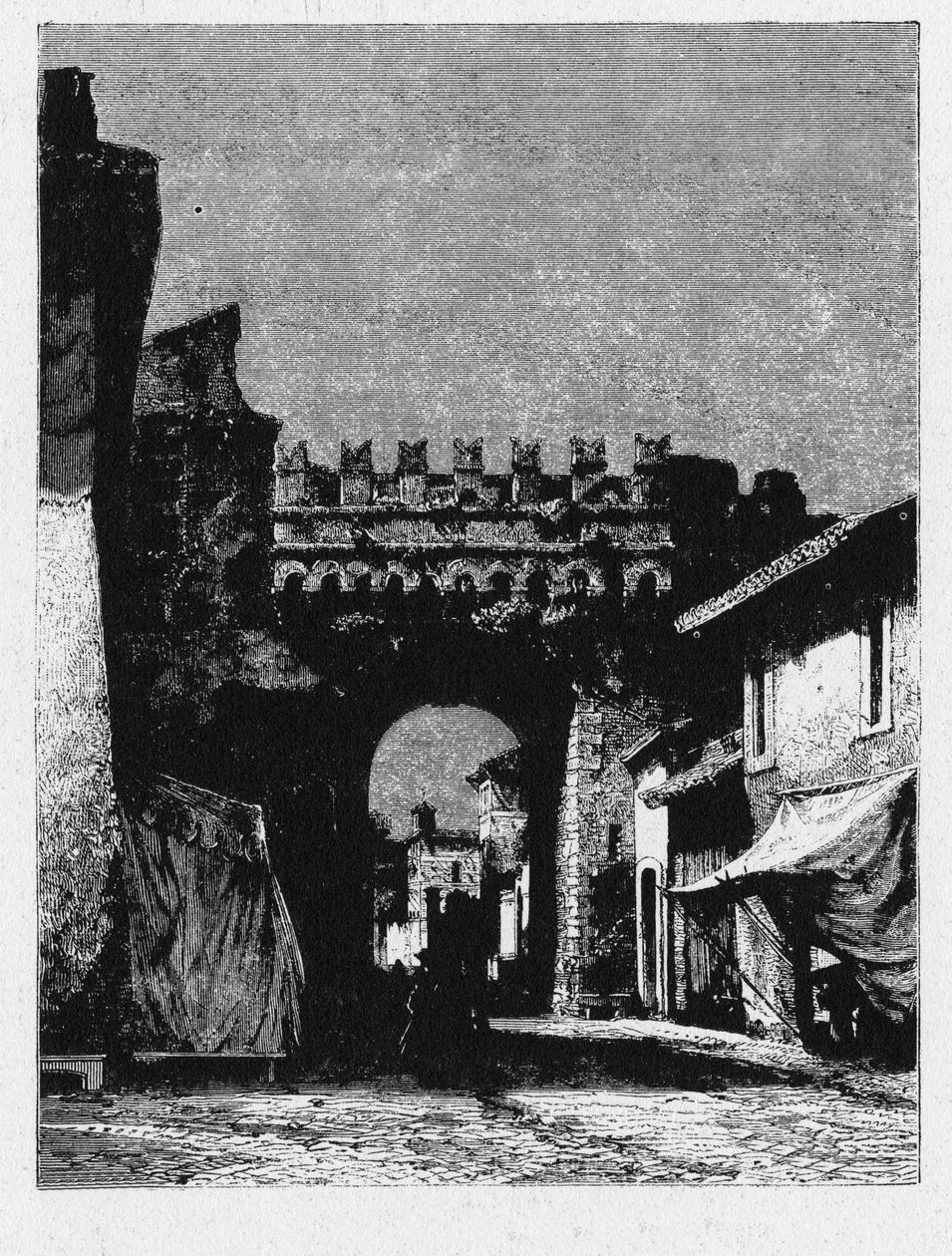 Det gamle Roms historie. Porta Settimiana er en port i Aurelian-muren i Rom. af Unbekannt