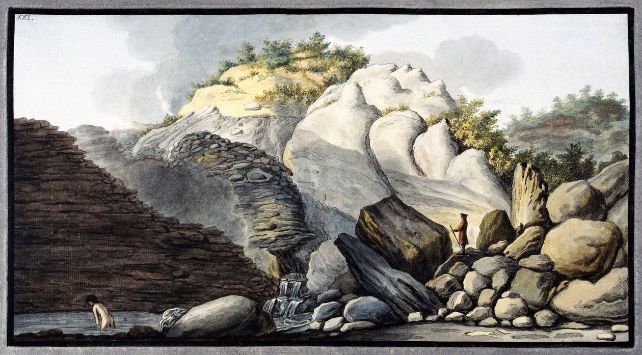 Varm kilde i Solfaterra, nær Napoli, Kongeriget Napoli, ca 1760 af Unbekannter Künstler