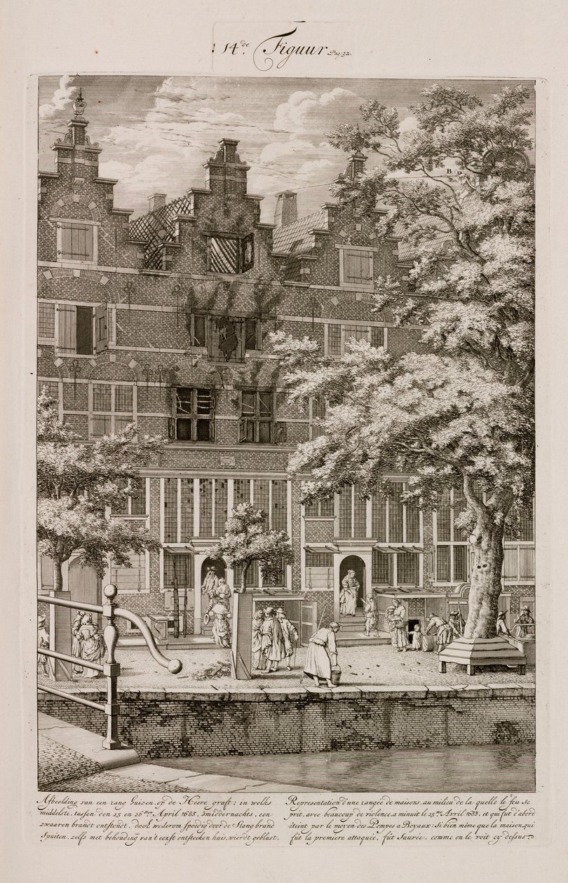 Brandskadet hus, Amsterdam, Holland af Unbekannt
