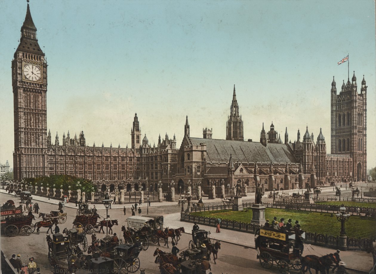 Houses of Parliament, London, ca. 1890-1900 (fotokromkanisk tryk) af Unbekannt
