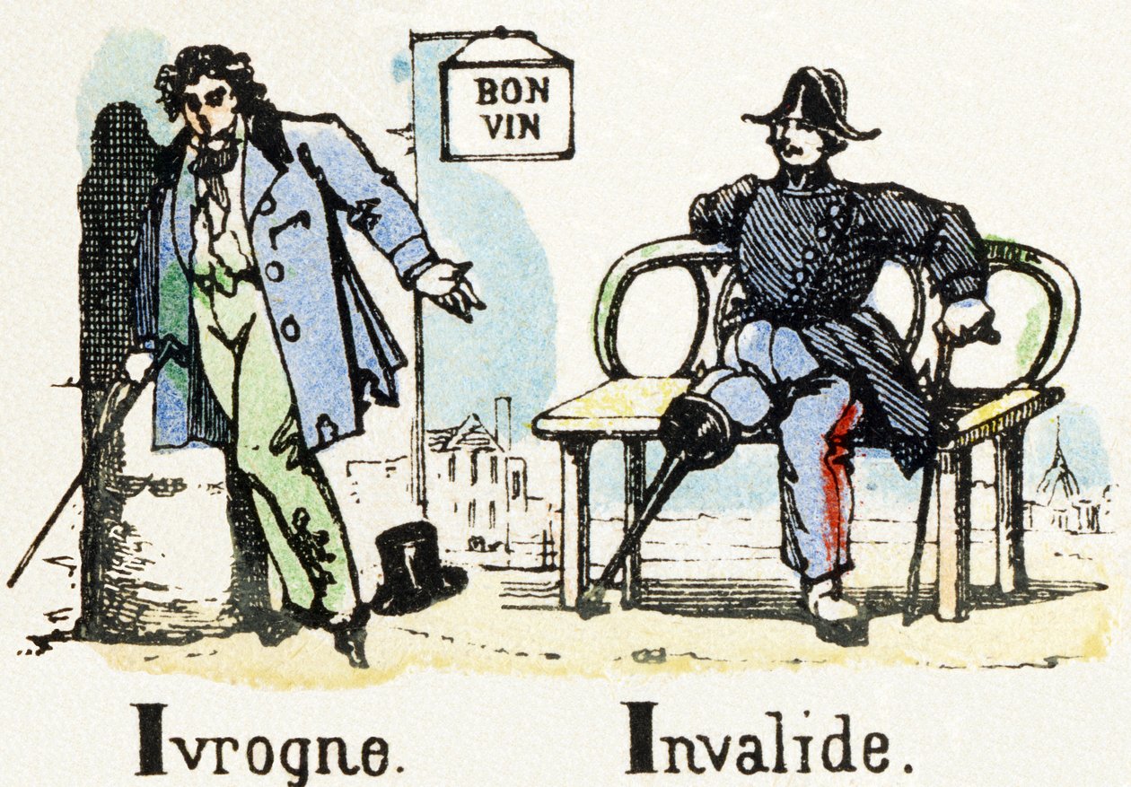 I - Ivrogne Invalide - Alfabet - børneunderholdning - Billedepinal, populær serie c.1890 (illustration) af Unbekannt