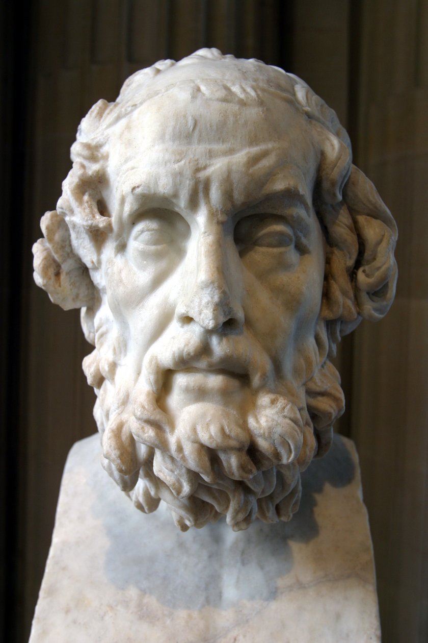 Imaginært portræt af Homere, romersk værk fra det 2. århundrede e.Kr. Musée du Louvre, Paris. af Unknown