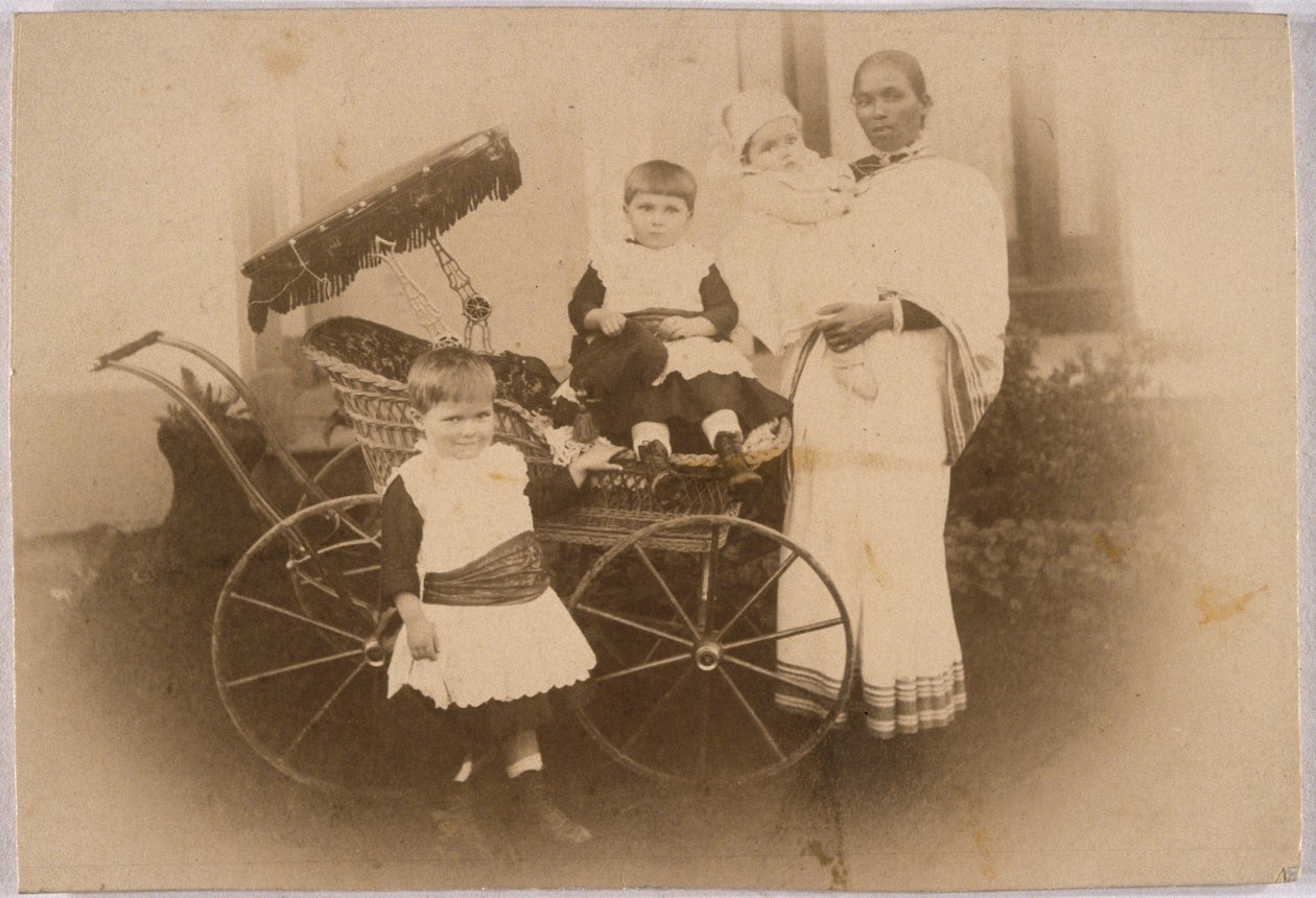 Indisk ayah med hendes europæiske anklager, c 1870 af Unbekannt