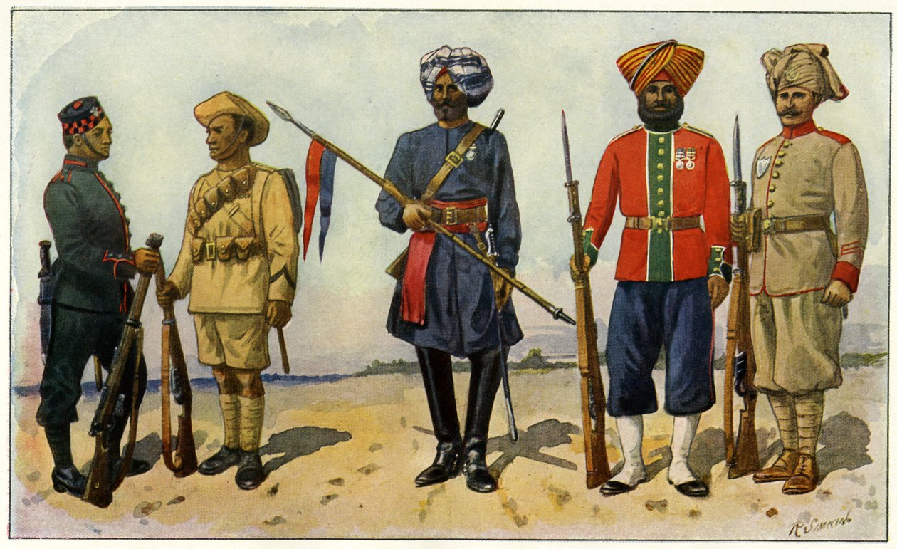 Indiske soldater fra det britiske imperium under Første Verdenskrig (gravering) af Unbekannter Künstler
