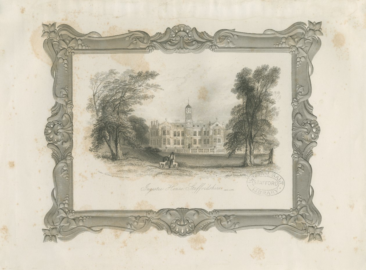 Ingestre Hall: steel engraving, 1 Apr 1841dani af Unbekannt