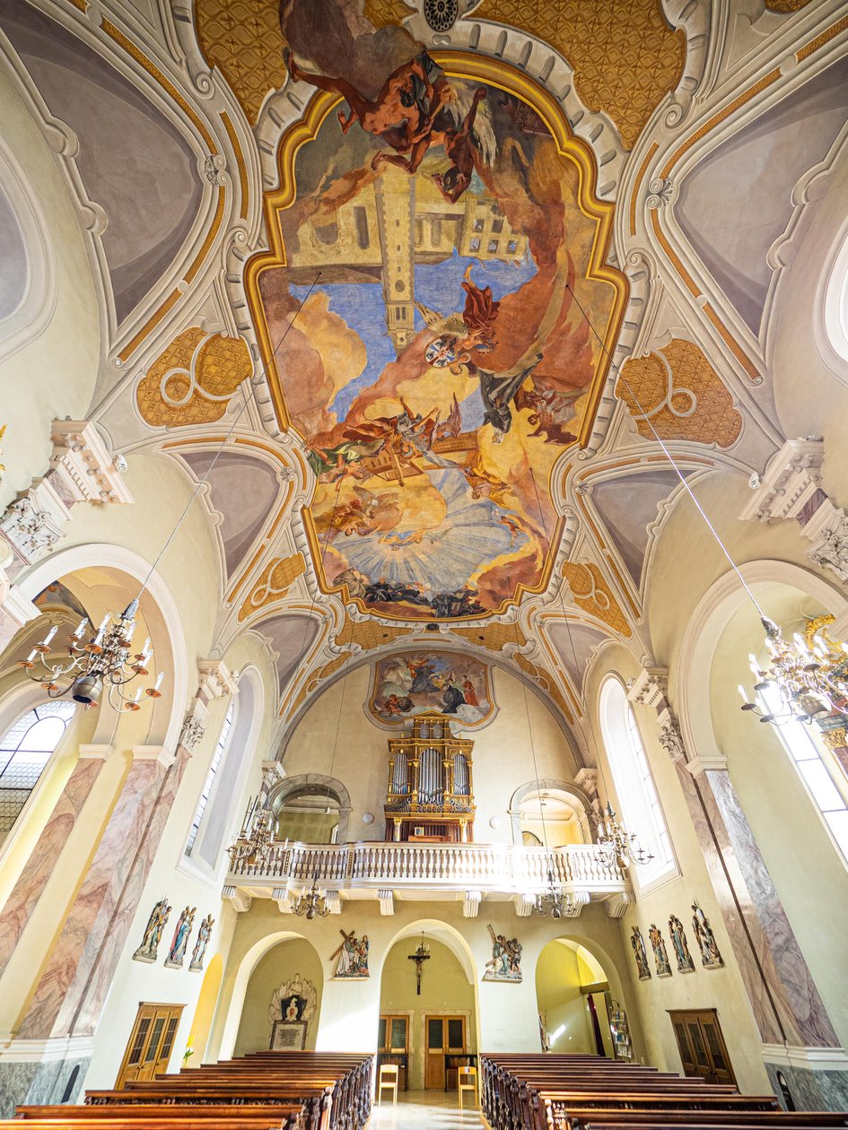Interiør, loftmaleri af Hans Andre, Servitenkirche, Innsbruck, Tyrol, Østrig, Europa (foto) af Unbekannter Künstler