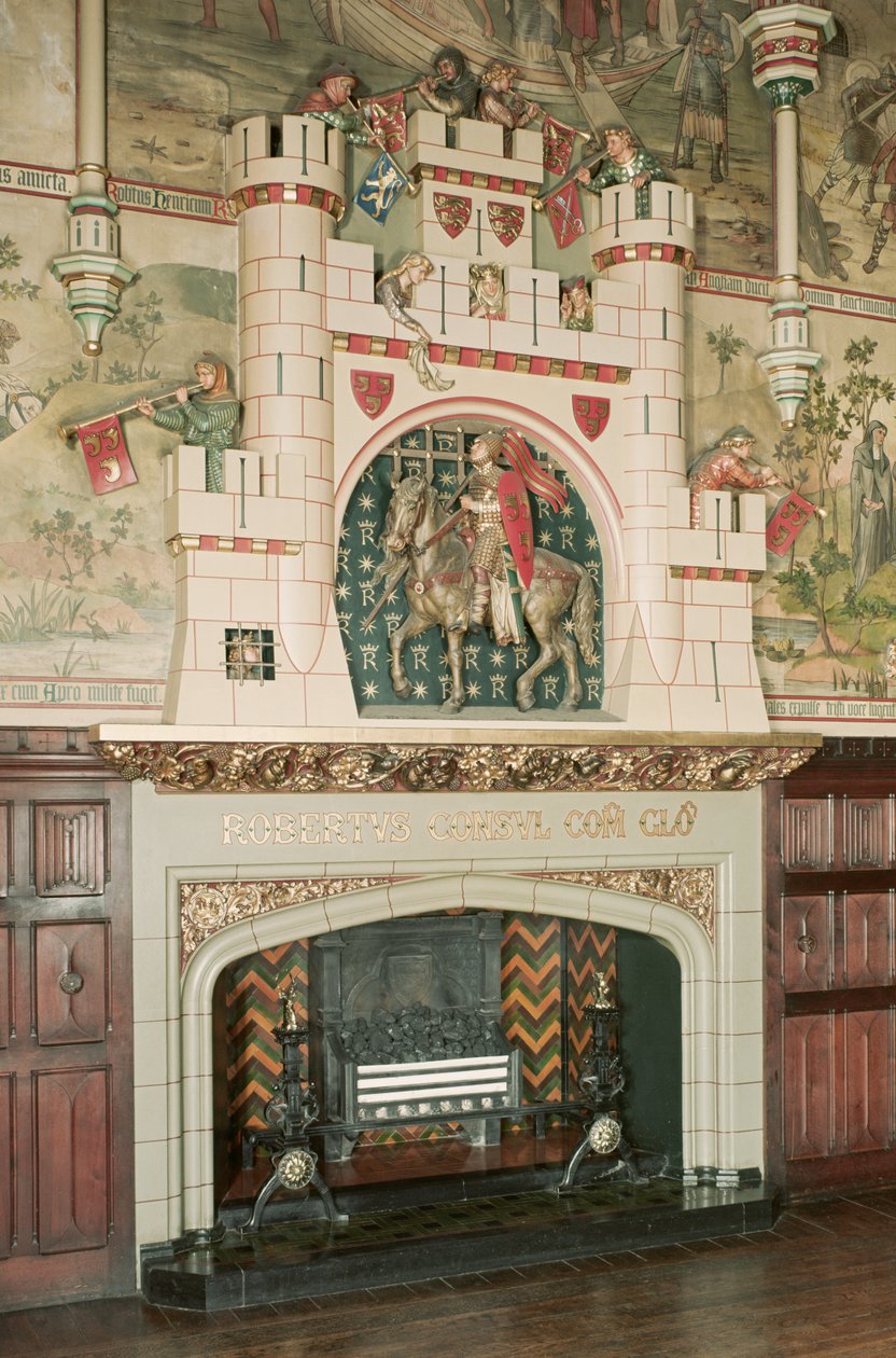 Interiør, detalje af en pejs, Cardiff Castle, Wales, ca. 1875 (foto) af Unbekannt