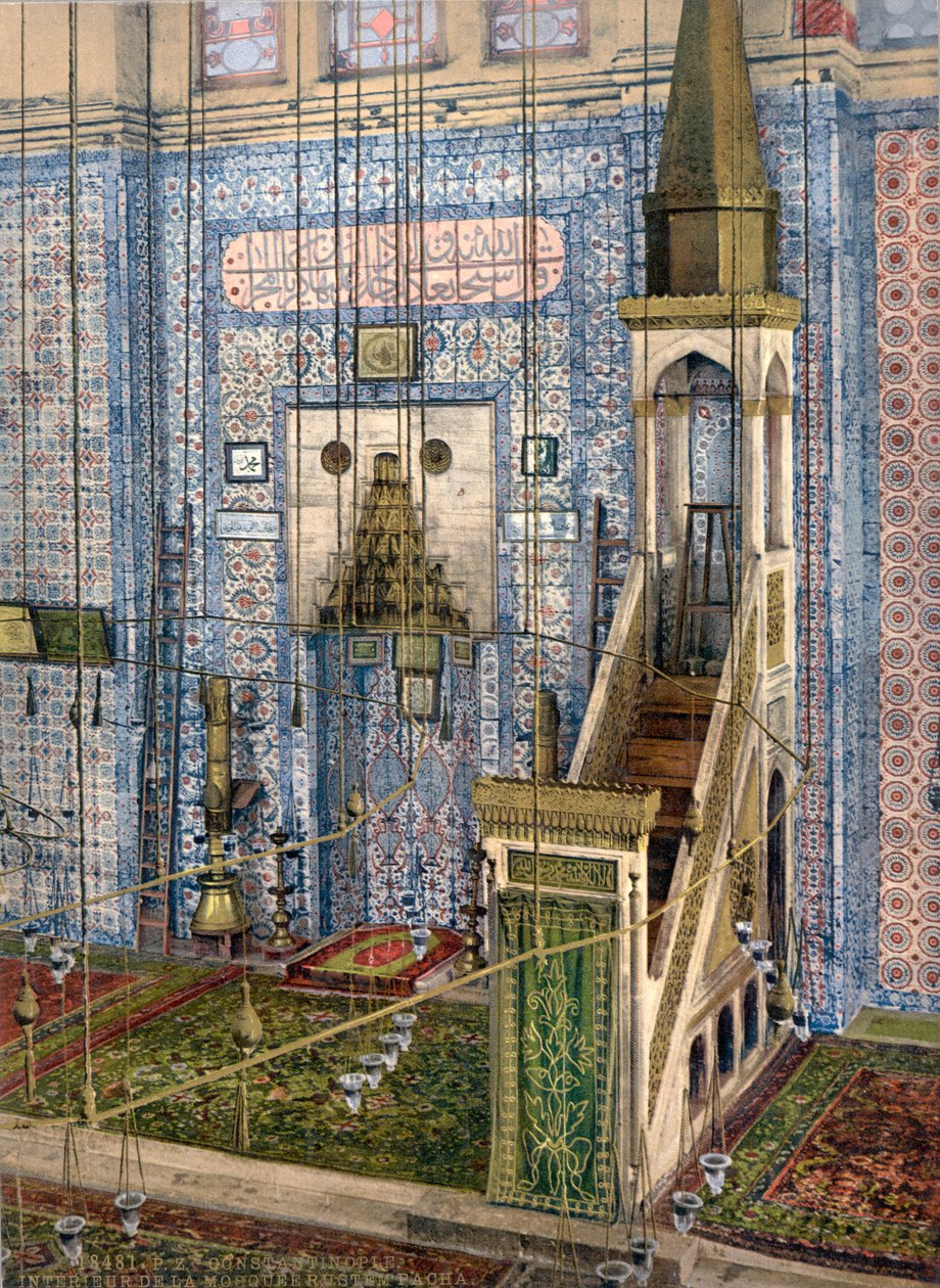 Interiør af Rüstem Pasha-moskeen, Konstantinopel, ca. 1890-1900 af Unbekannt