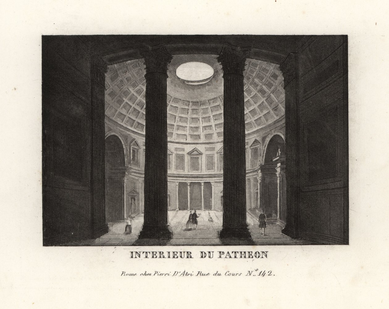 Det indre af Pantheon, der viser kuppelen og oculus, Rom af Unbekannt