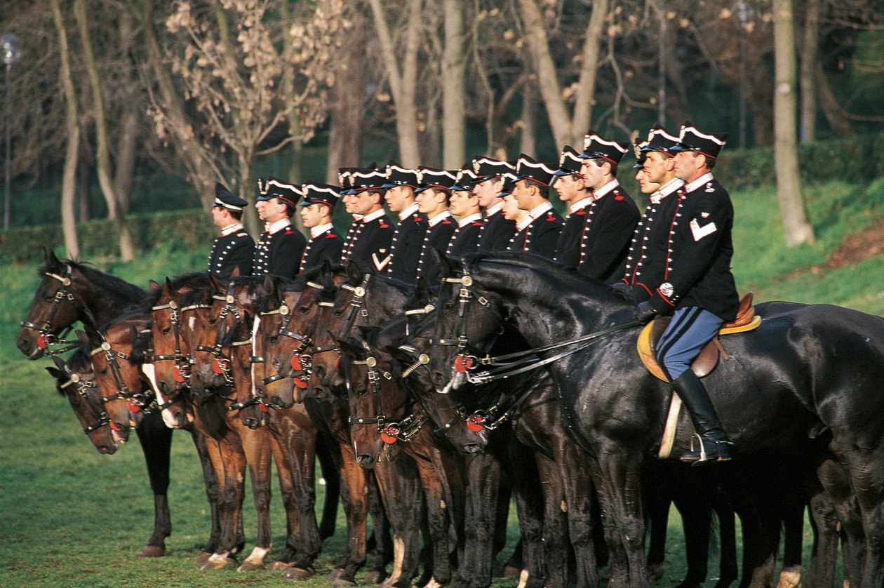 Italien, Cuirassiers Squadron på hesteryg stående i rækken af William M. Timlin