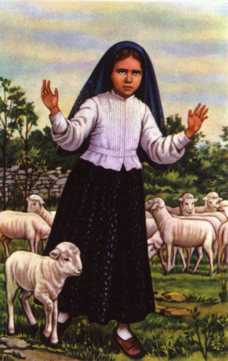 Jacinta, der så Jomfru Maria i Fatima i 1917, ca. 1920-1930 (postkort) af Unbekannter Künstler