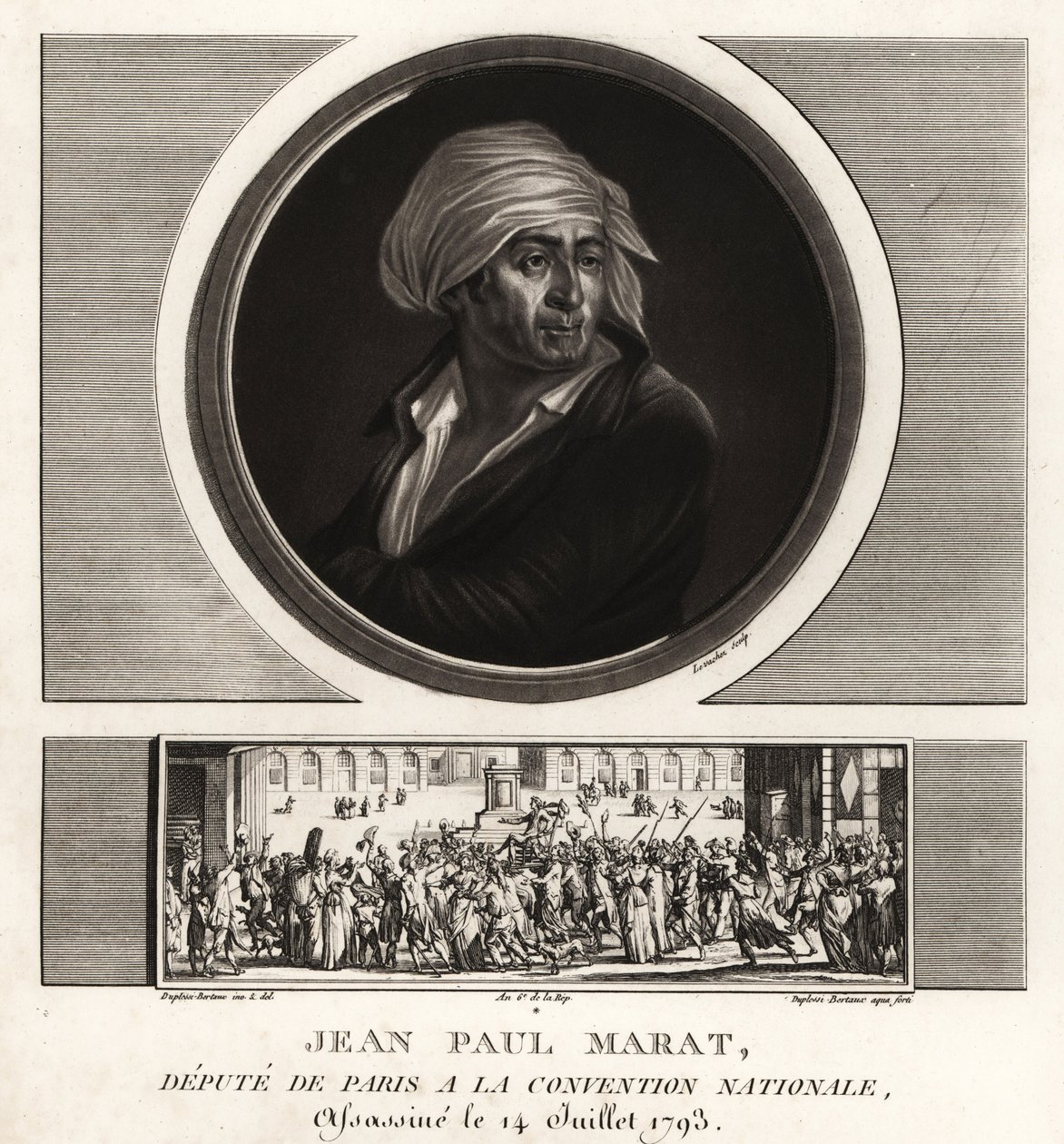 Jean Paul Marat, stedfortræder for Paris i nationalkonventet, myrdet 1793 af Unbekannt