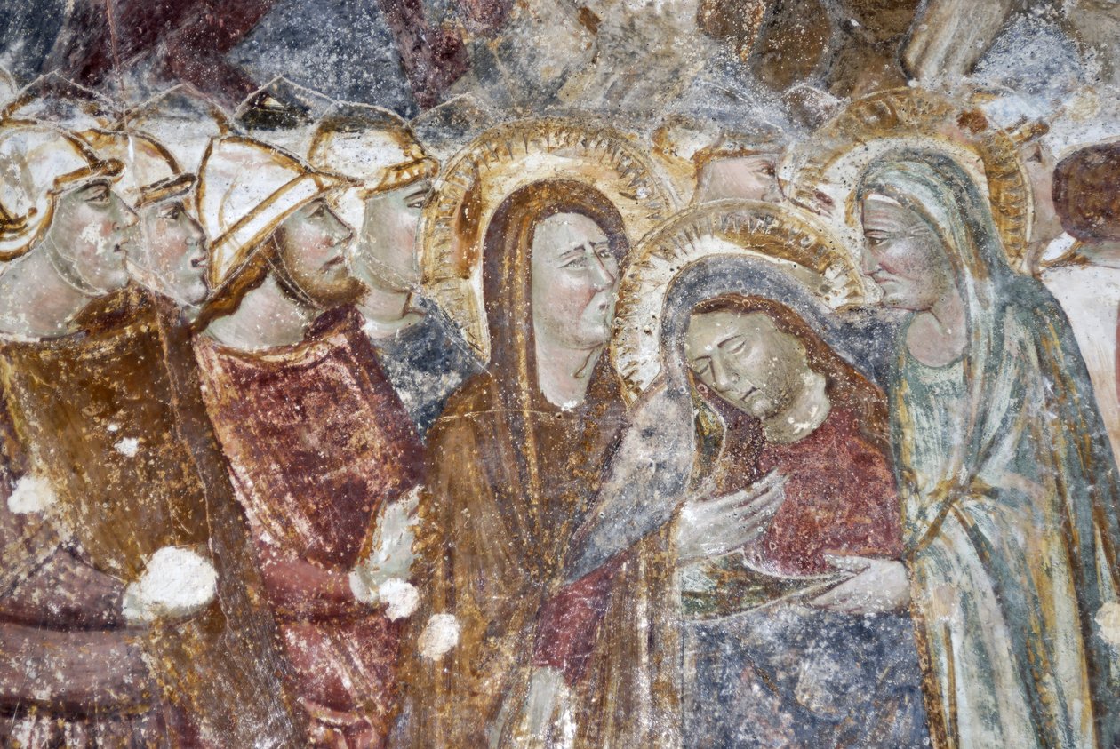 Jesus Kristus møder kvinder i tårer. Maleri (fresco) af Cathedrale Sant